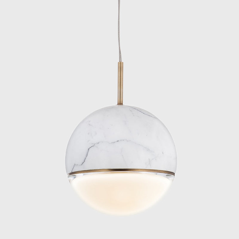 Spherical Dining Room Hanging Light Marble 1 Bulb 4"/6" Wide Nordic Down Lighting Pendant in Black/White/Green