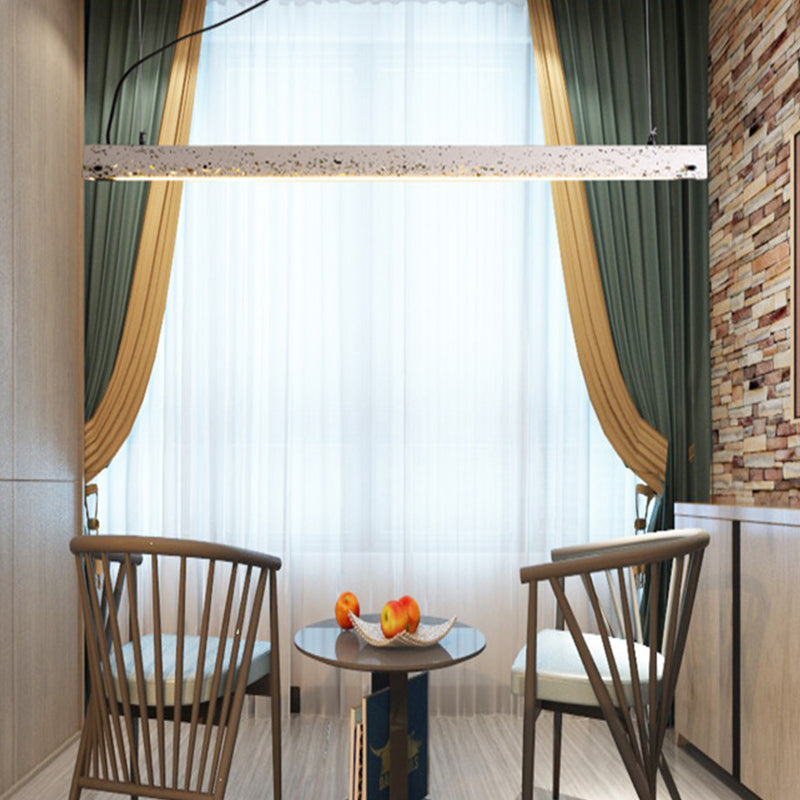 Terrazzo Bar Shaped Pendant Light Minimalist Dining Room Ceiling Suspension Lamp in Grey