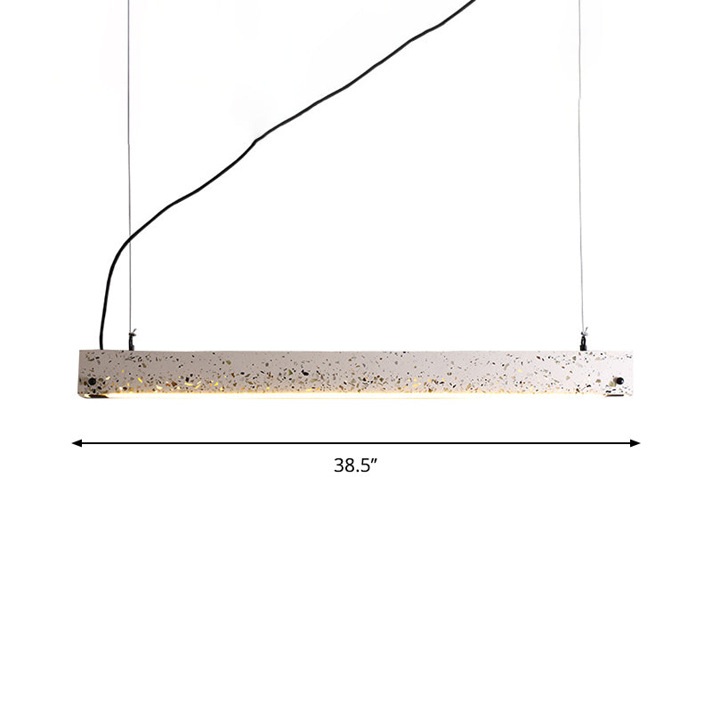Terrazzo Bar Shaped Pendant Light Minimalist Dining Room Ceiling Suspension Lamp in Grey