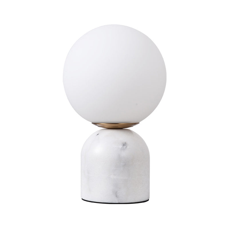 Ball Cream Glass Small Night Lamp Designer 1-Light Green/White/Black Table Light with Dome Marble Base