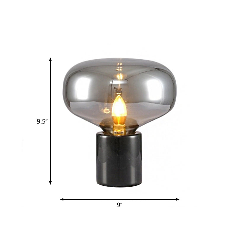 Verre en verre ovale de lampe de table de table 1 Lumière de chevet de bulbe en noir, 9,5 "/ 13" Largeur