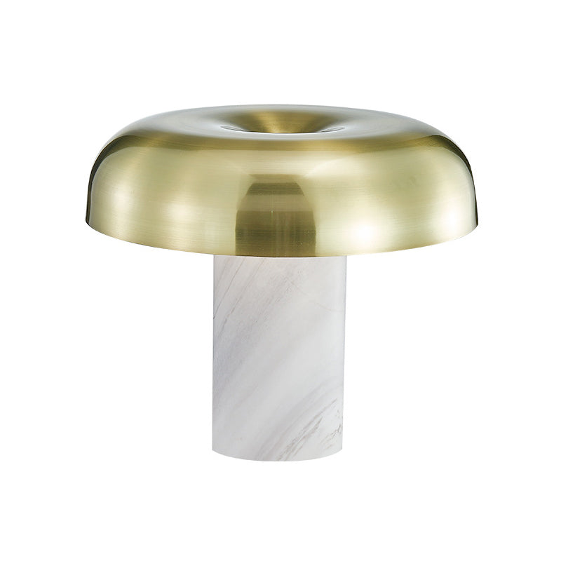 Fungo tavolo da tavolo leggero marmo minimalista in marmo a 1 luci bianca e bronzo lampada notturna