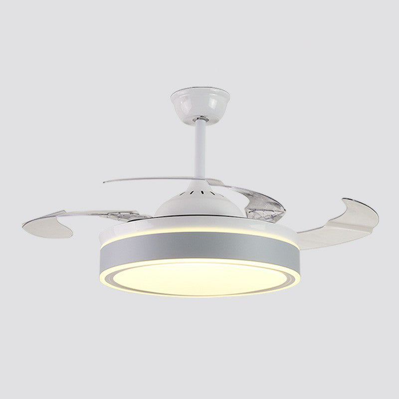 Acrylrunde 4 Klingen Anhänger Lüfterleuchte moderne LED -Semi -Flush für Schlafzimmer, 20 "breit