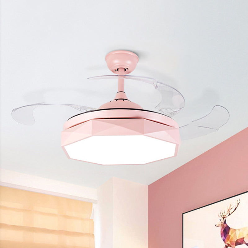 Prismy Wohnzimmer Deckenlüfter leichte Metallic 15,5 "breit führte Nordic Semi Flush Mount, 4 Klingen