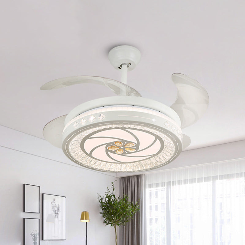Simpulla Light a fiiling semifulò da 19 "Luce a filo rotondo a sospensione con tonalità acrilica, 4 lame