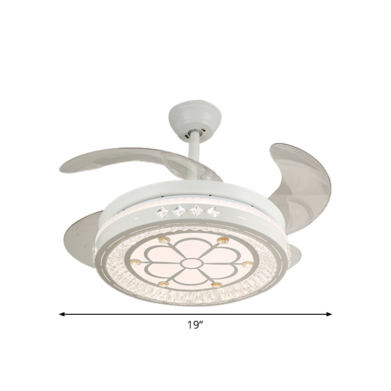 Simpulla Light a fiiling semifulò da 19 "Luce a filo rotondo a sospensione con tonalità acrilica, 4 lame