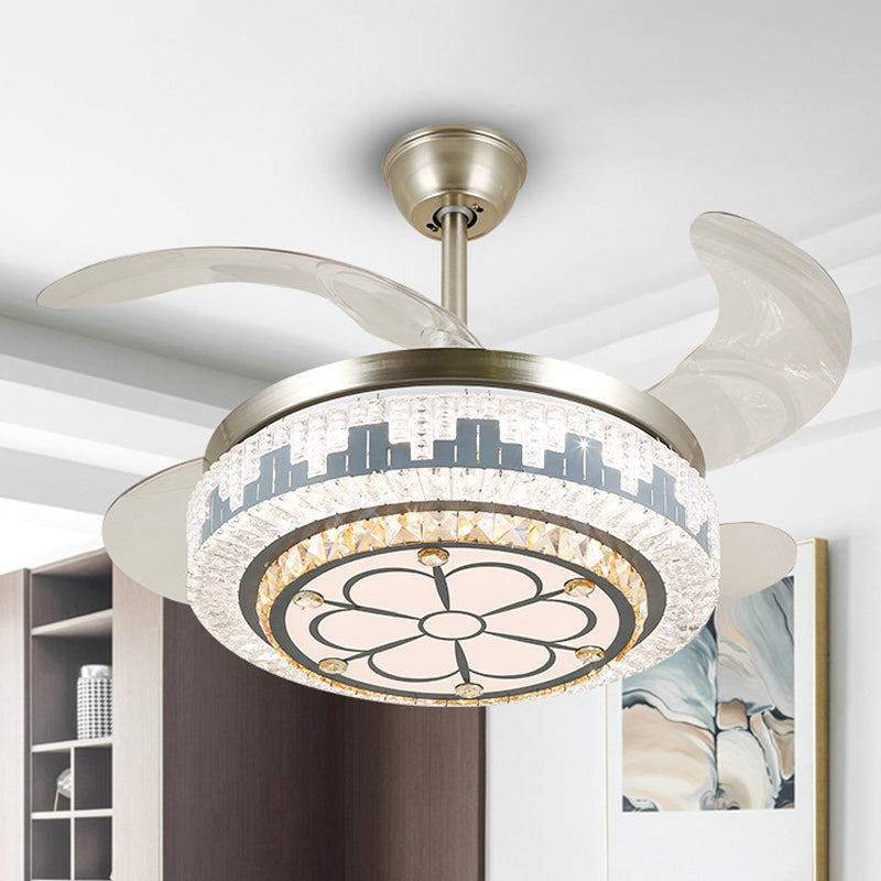 Geschichtete Esszimmer Hängende Lüfterleuchte leichte kristall 19 "breite LED Moderne Semi -Flush Deckenlampe, 4 Klingen
