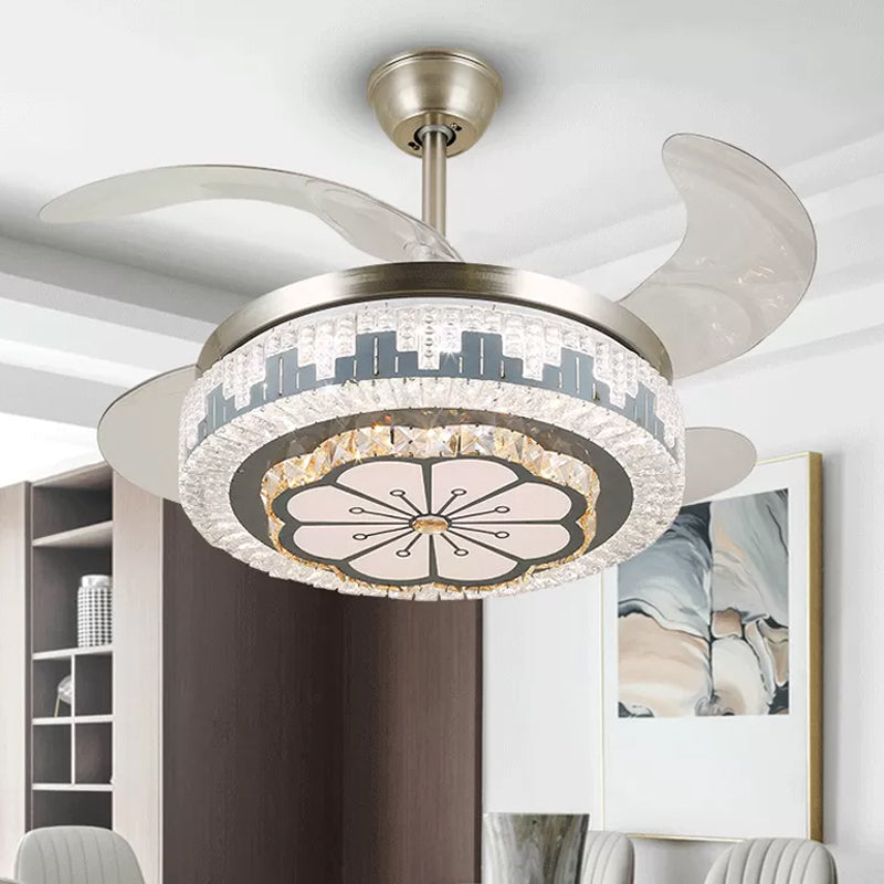 Geschichtete Esszimmer Hängende Lüfterleuchte leichte kristall 19 "breite LED Moderne Semi -Flush Deckenlampe, 4 Klingen