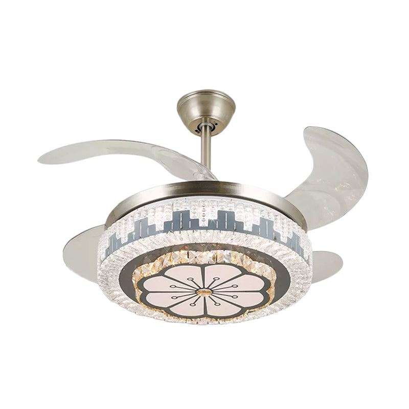 Geschichtete Esszimmer Hängende Lüfterleuchte leichte kristall 19 "breite LED Moderne Semi -Flush Deckenlampe, 4 Klingen