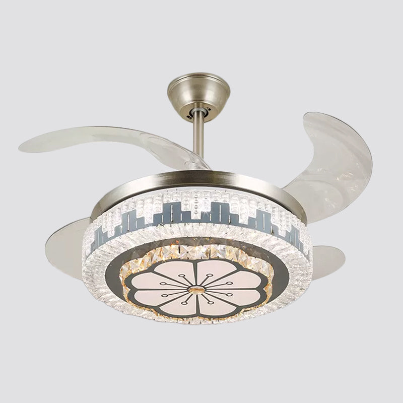 Geschichtete Esszimmer Hängende Lüfterleuchte leichte kristall 19 "breite LED Moderne Semi -Flush Deckenlampe, 4 Klingen