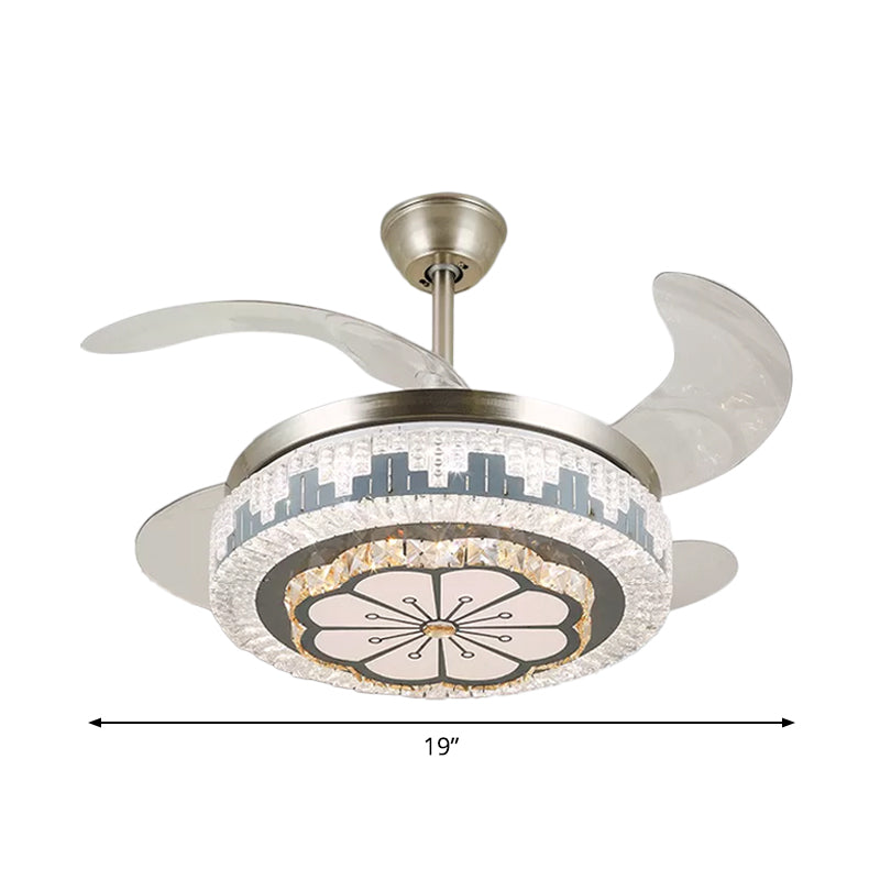 Geschichtete Esszimmer Hängende Lüfterleuchte leichte kristall 19 "breite LED Moderne Semi -Flush Deckenlampe, 4 Klingen