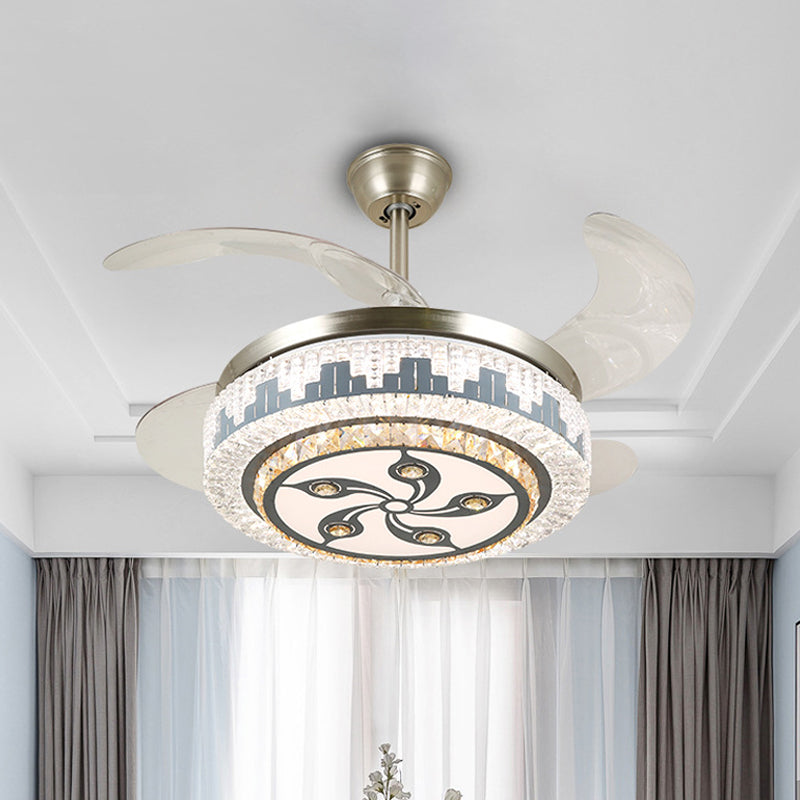 Geschichtete Esszimmer Hängende Lüfterleuchte leichte kristall 19 "breite LED Moderne Semi -Flush Deckenlampe, 4 Klingen