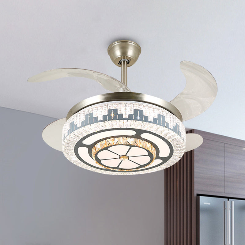 Geschichtete Esszimmer Hängende Lüfterleuchte leichte kristall 19 "breite LED Moderne Semi -Flush Deckenlampe, 4 Klingen