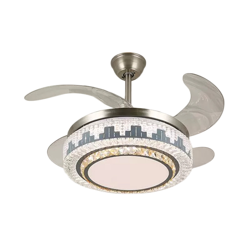 Geschichtete Esszimmer Hängende Lüfterleuchte leichte kristall 19 "breite LED Moderne Semi -Flush Deckenlampe, 4 Klingen