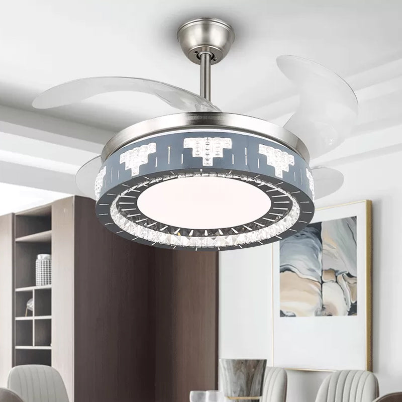 Crystal Crystal Crystal Round Pendant Light Modernity Modernity LED Silver Semi Mount Éclairage, 19 "de large