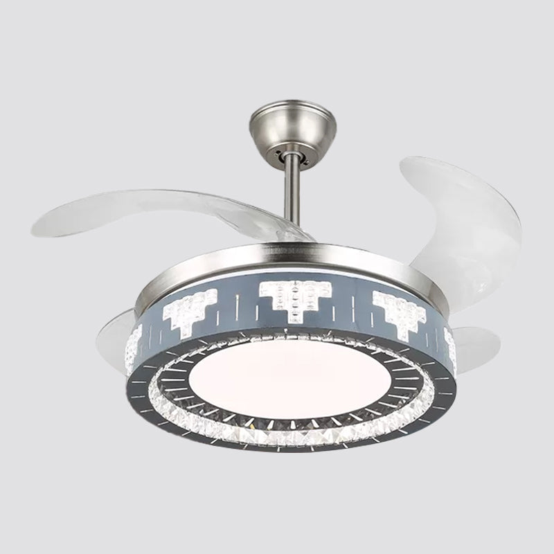Crystal Crystal Crystal Round Pendant Light Modernity Modernity LED Silver Semi Mount Éclairage, 19 "de large