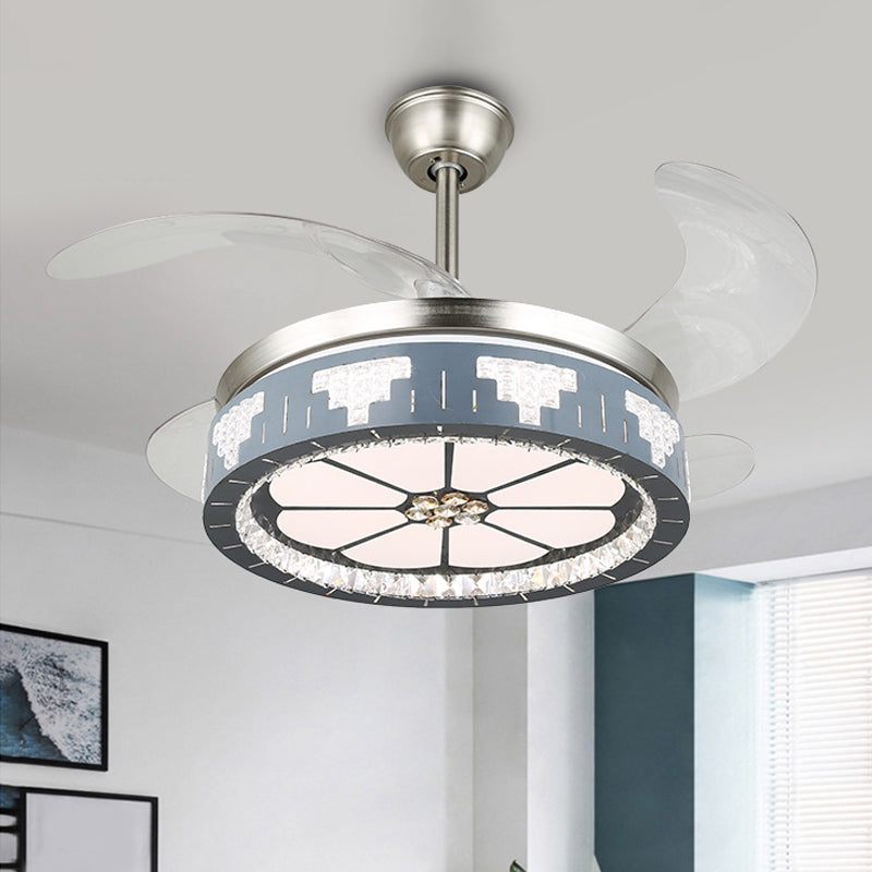 Crystal Crystal Crystal Round Pendant Light Modernity Modernity LED Silver Semi Mount Éclairage, 19 "de large