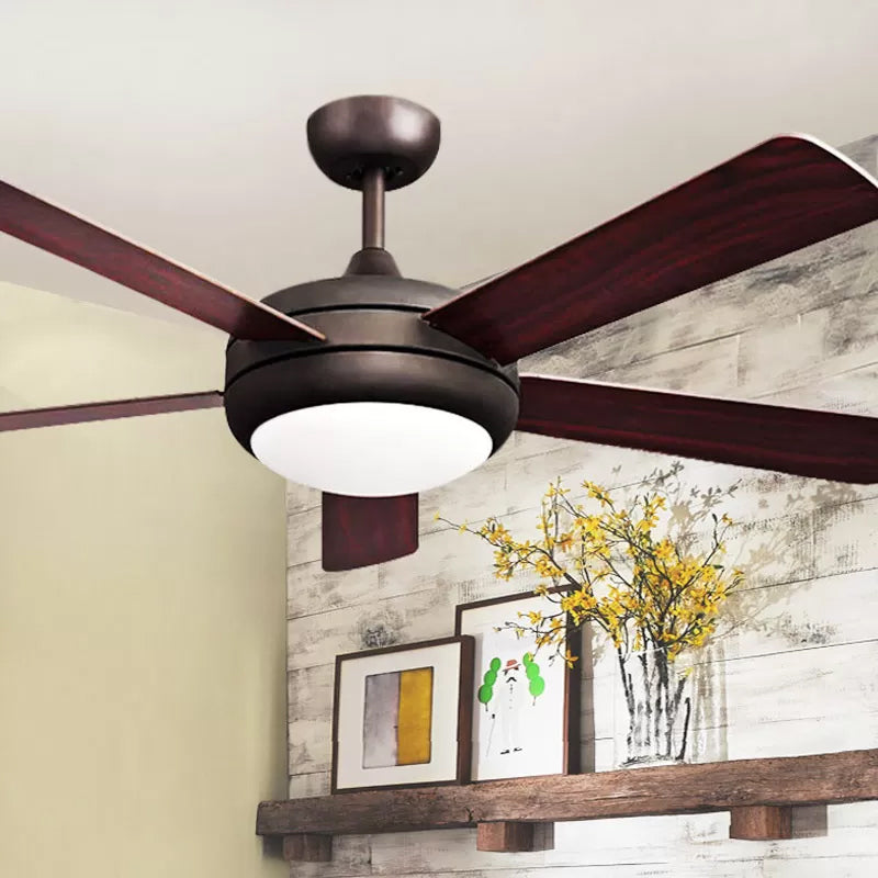 45.5" Wide Metal Black Semi-Flush Mount Bowl LED Rustic Ceiling Fan Lamp with 5 Blades