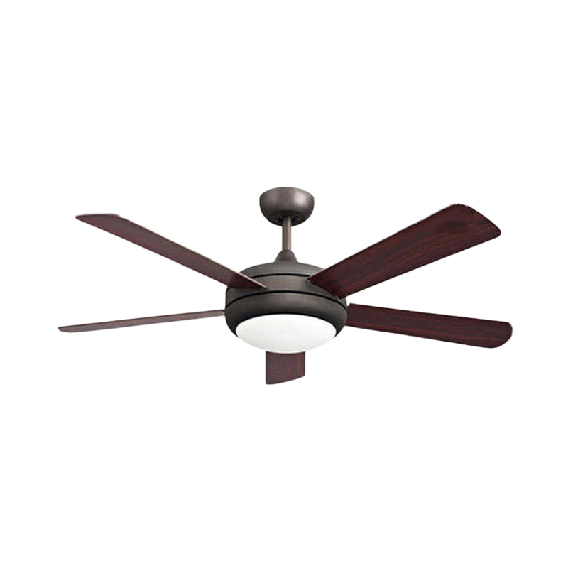 45.5" Wide Metal Black Semi-Flush Mount Bowl LED Rustic Ceiling Fan Lamp with 5 Blades