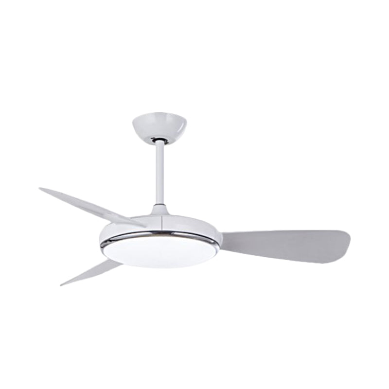 Bowl Shaped Acrylic Semi Mount Lighting Traditional Dining Room LED Hanging Fan Light Fixture, 52" Wide