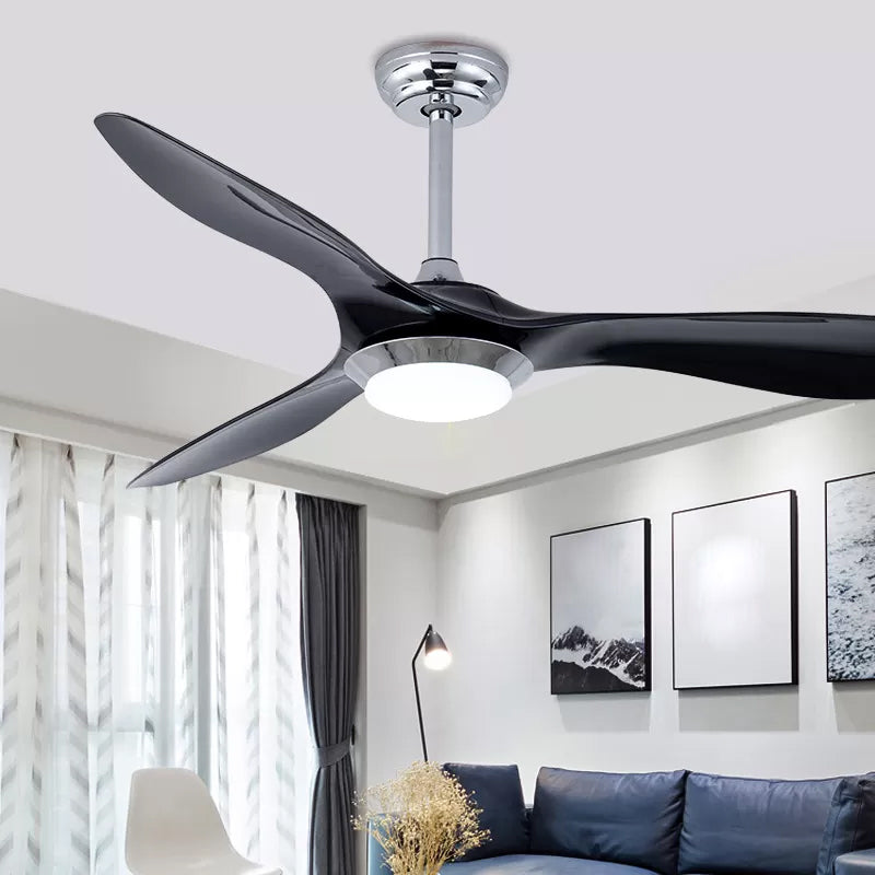 Aménagement de plafond semi-flush de 52 "LED de large LED de large lampe à fans pendentif acrylique classique avec 3 lames