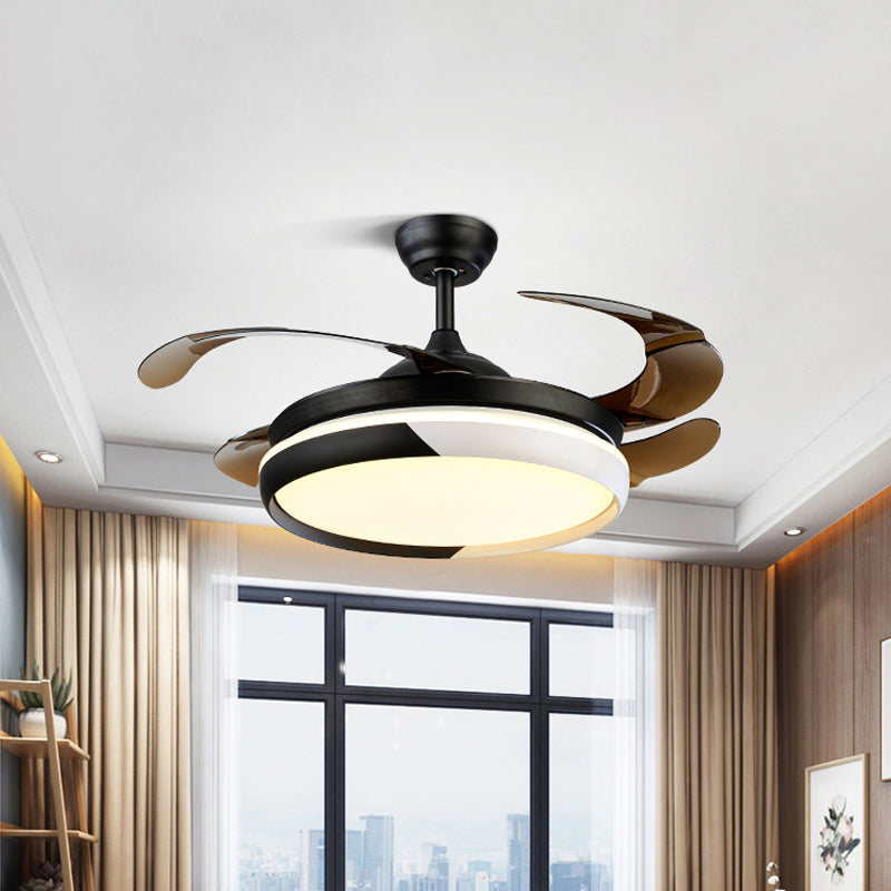 3 Blades LED Anhänger Leuchte Leuchte Traditionelle Esszimmer Halbmontage Beleuchtung mit Kreis Acrylschatten