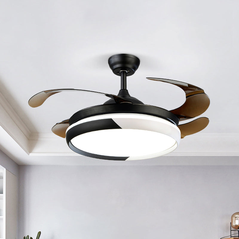 3 Blades LED Anhänger Leuchte Leuchte Traditionelle Esszimmer Halbmontage Beleuchtung mit Kreis Acrylschatten