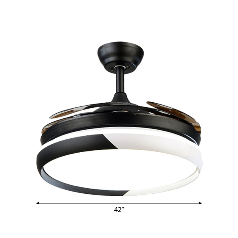 3 Blades LED Anhänger Leuchte Leuchte Traditionelle Esszimmer Halbmontage Beleuchtung mit Kreis Acrylschatten