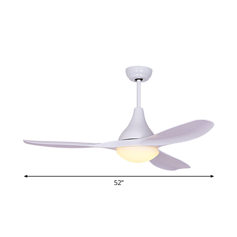 Bol d'éclairage de ventilateur de plafond blanc en acrylique 52 "LED de largeur rustique semi-flinaire, 3 lames