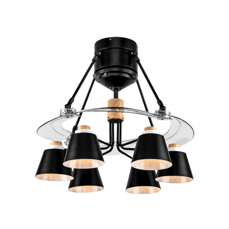 48 "breit geometrische Hangdüfter Leichtsexerität Metall Black Semi-Flush-Halterung mit 4 Klingen