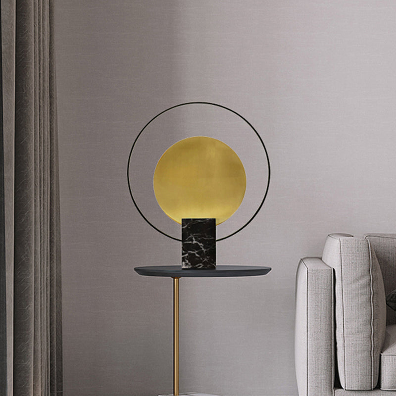 Diseñador Circular Night-Stand Lámpara Marble Mesa de sala de estar de una sola bombilla Luz en negro/verde y latón