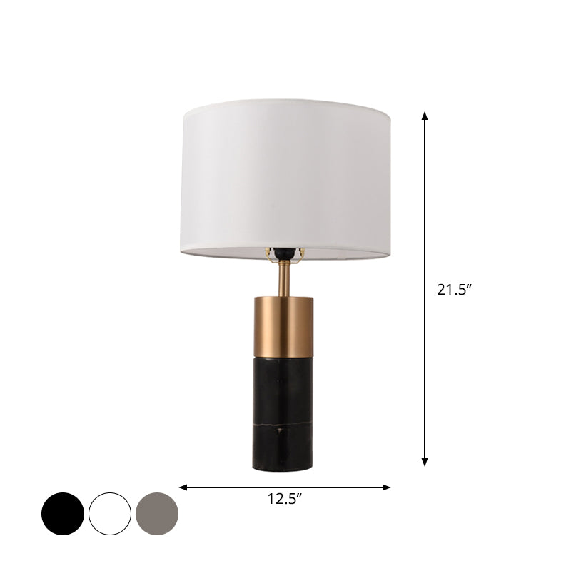 Tambre de la mesita de noche Babez 1 cabezal lámpara de soporte de noche posmoderna con pedestal de mármol en negro/blanco/gris