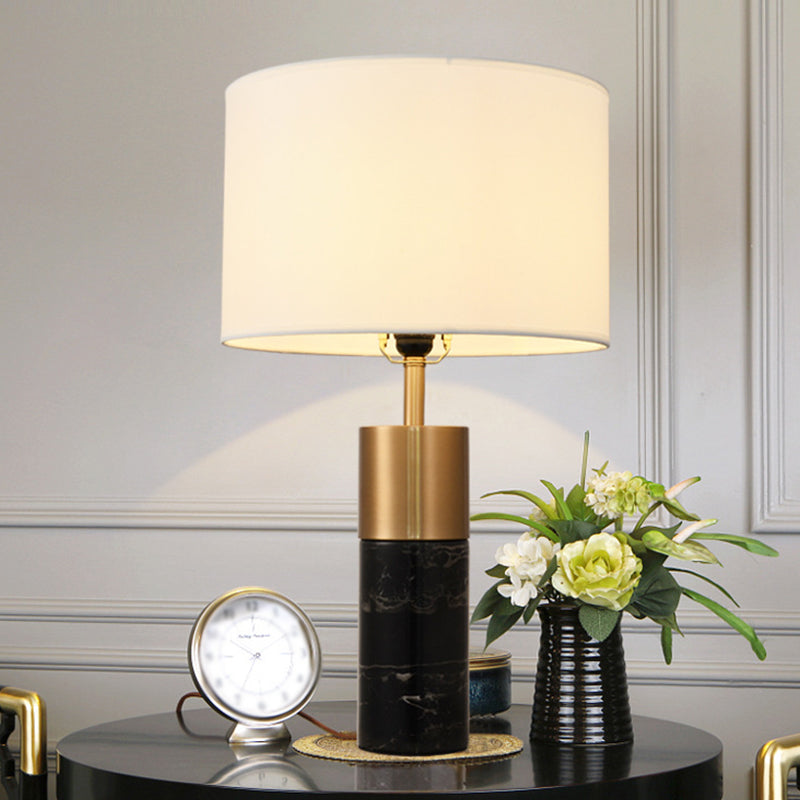 Tambre de la mesita de noche Babez 1 cabezal lámpara de soporte de noche posmoderna con pedestal de mármol en negro/blanco/gris