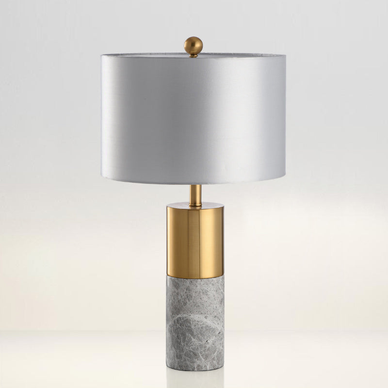 Lampada da notte con paralume dritto Lampada da tavolo moderna in tessuto a 1 testa Nero/Grigio/Bianco per camera da letto, 12,5"/15" W