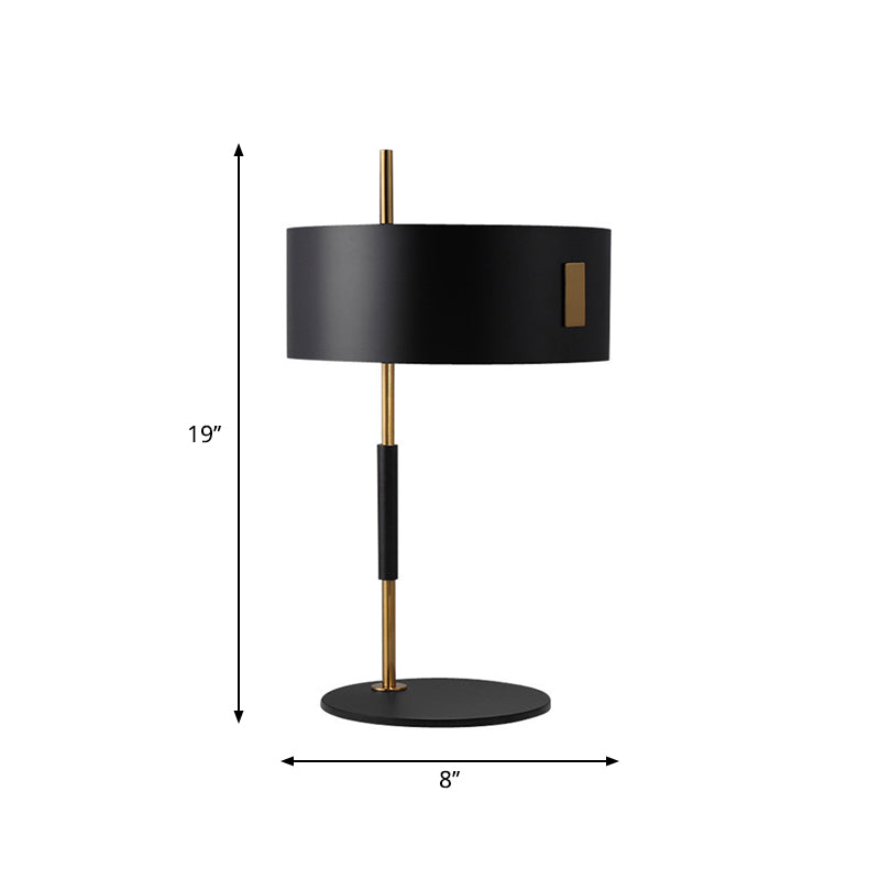 Lampada notturna rotonda nera e in ottone Light da tavolo a singolo metallo minimalista per soggiorno