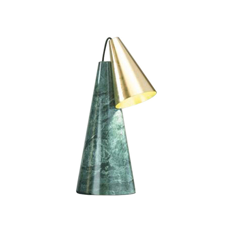 Designer konischer Tischlicht Marmor Single-Bulb Wohnzimmer Nachtlampe in Weiß/Grün und Gold