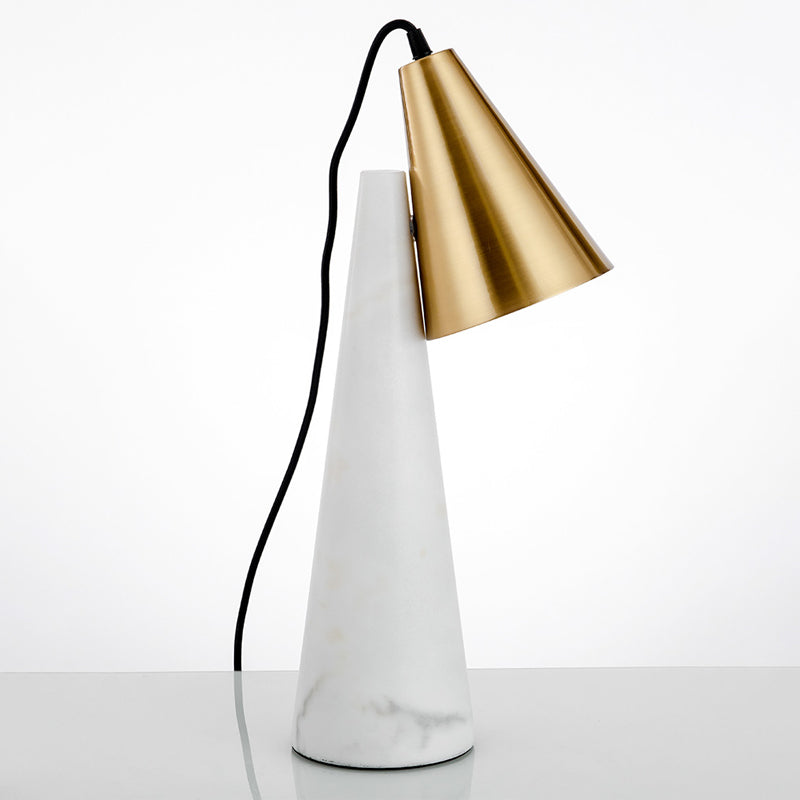 Designer konischer Tischlicht Marmor Single-Bulb Wohnzimmer Nachtlampe in Weiß/Grün und Gold