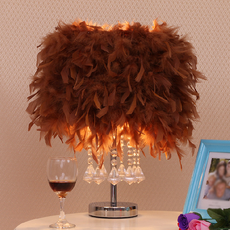 Runde Esstischtisch Leichte Feder 1 Kopf moderne Nachtlampe in Rot/Rosa/Rose Rot mit Kristalltropfen