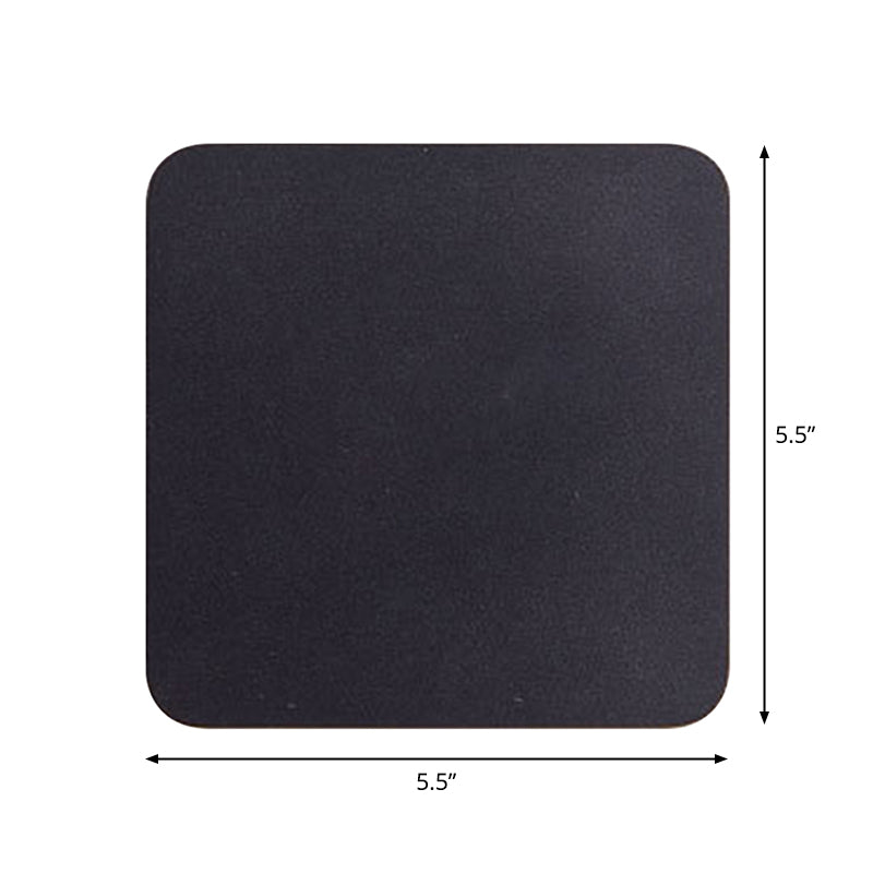 Round/Square Flush Mount Wall Lamp Minimalist Aluminum Hallway LED Sconce Light in Black