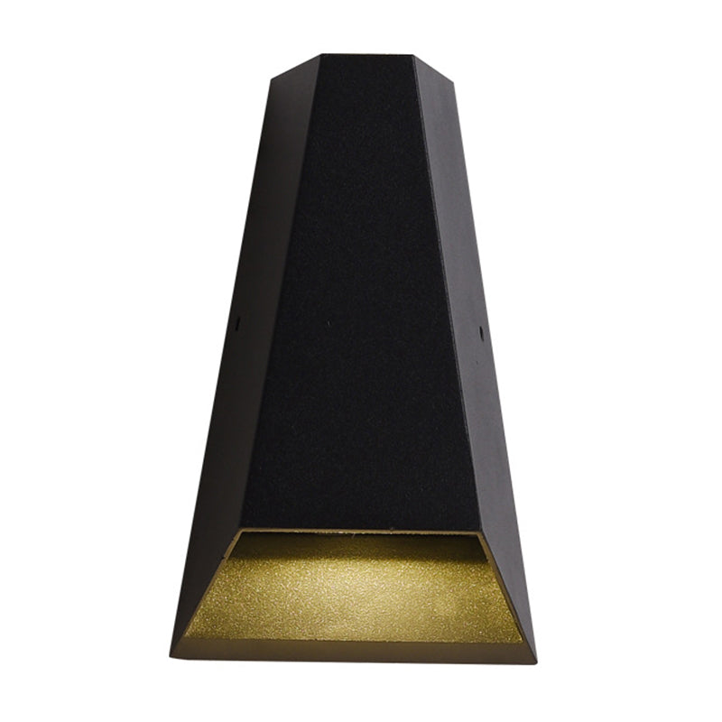 Triangle Patio LED Wall Light Aluminum Simple Style Flush Mount Wall Sconce in Black, Warm/White Light
