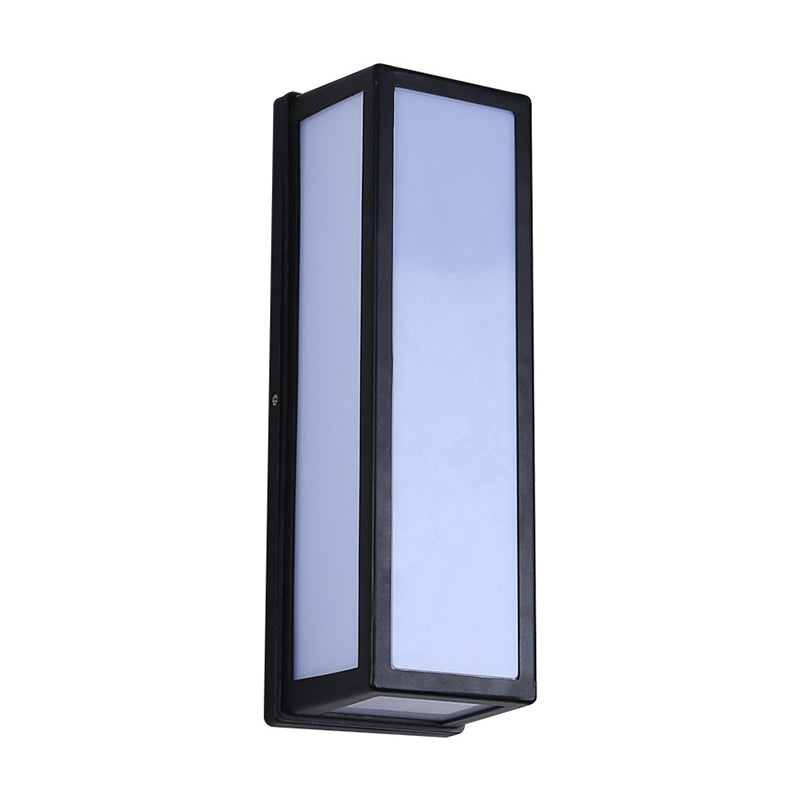 Kleine/grote rechthoekige patio SCONCE LAMP Plastic eenvoud LED spoelmontage wandlicht in zwart