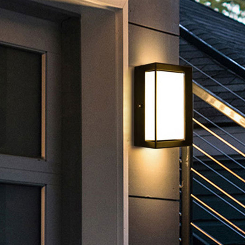 Arc/Rectangle/Oblong LED Wall Lamp Contemporary Aluminum Black Flush Mount Wall Sconce for Courtyard
