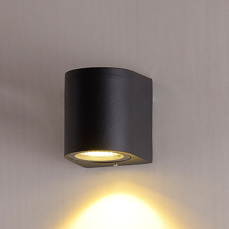 Negro pequeño/gran cilindro luz de pared minimalista de aluminio LED FLUSH FUNCE para al aire libre