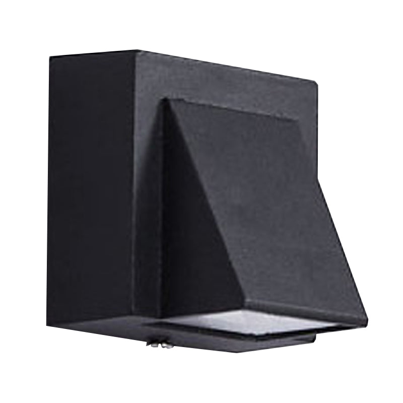Modern 1/2-Light LED Outdoor Wall Mount Black Triangle/Cylinder/Rectangle Sconce Light with Metal Shade