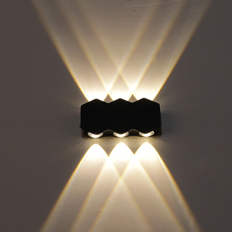 Ellipse/Curve/Honeycomb Mini Wall Light Nordic Metallic 4/6-Bulb Hallway LED Wall Washer Sconce in Black