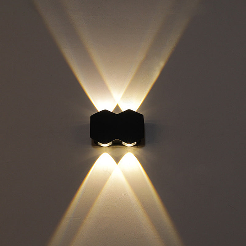 Ellipse/Curve/Honeycomb Mini Wall Light Nordic Metallic 4/6-Bulb Hallway LED Wall Washer Sconce in Black