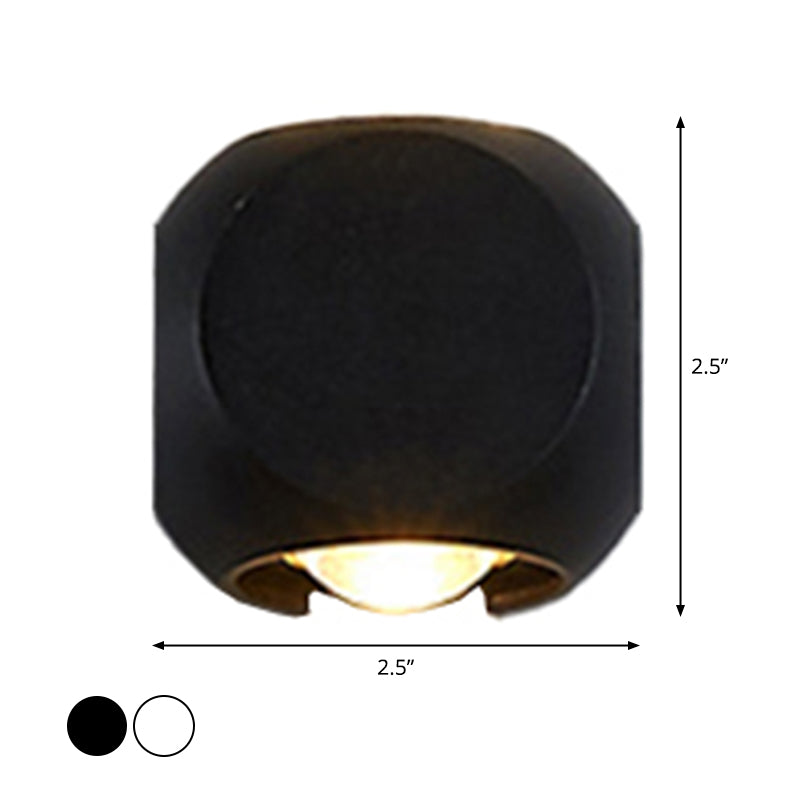 Mini Cube Wall Washer Sconce Nordic Aluminum 2/4-Head Living Room LED Wall Lamp in Black/White