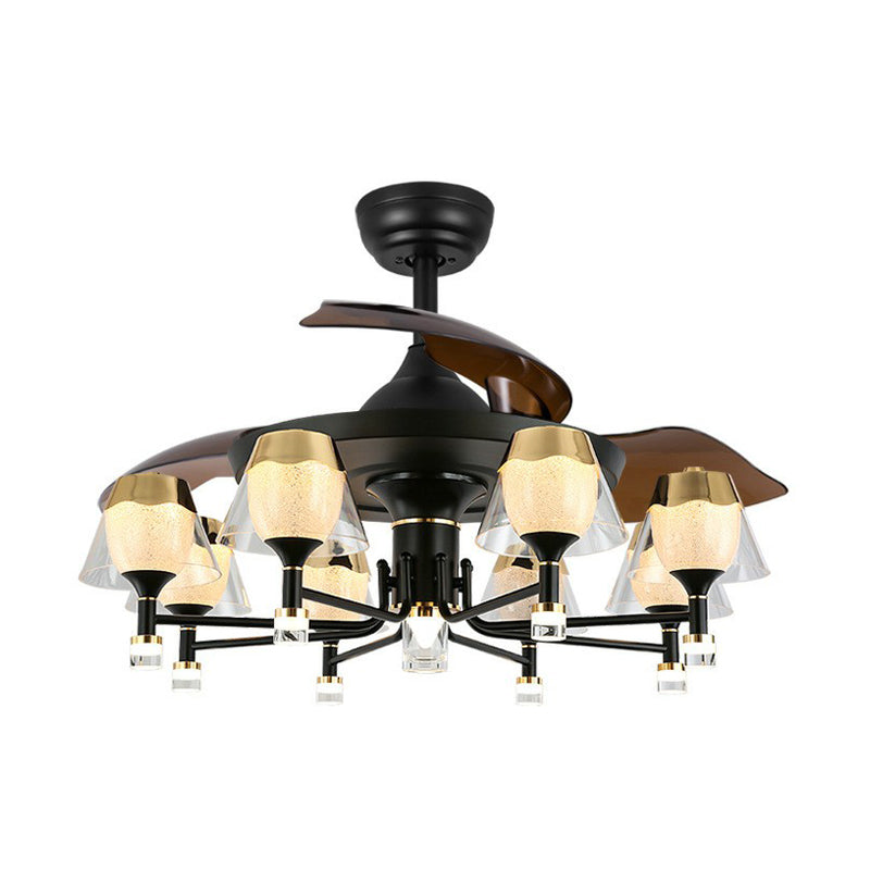 42 "breites Sputnik Wohnzimmer Deckenventilator Leuchtmetall LED Modernismus Halbflush-Halterung mit 4 Klingen