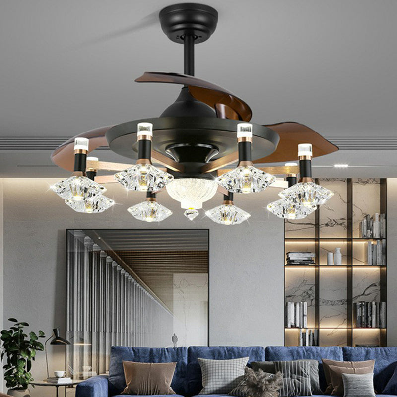 42 "breites Sputnik Wohnzimmer Deckenventilator Leuchtmetall LED Modernismus Halbflush-Halterung mit 4 Klingen