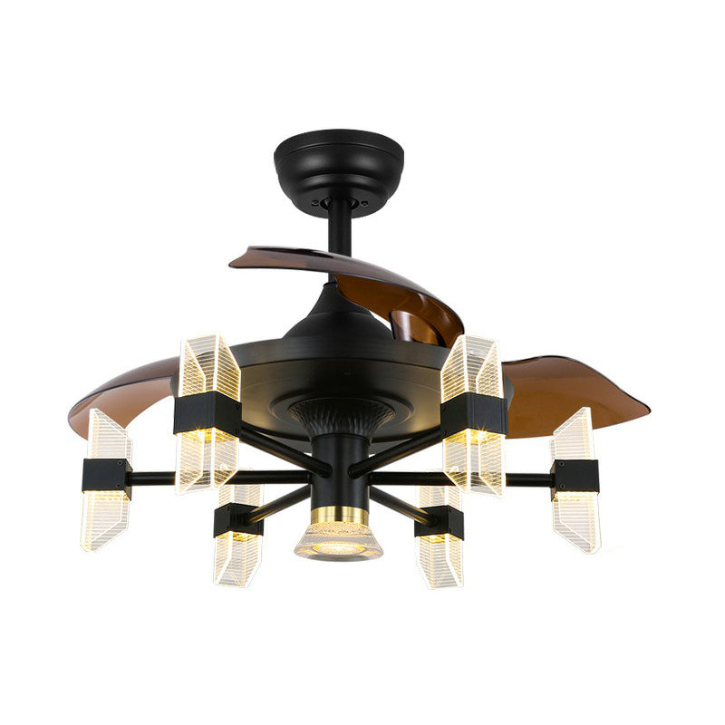 42 "breites Sputnik Wohnzimmer Deckenventilator Leuchtmetall LED Modernismus Halbflush-Halterung mit 4 Klingen